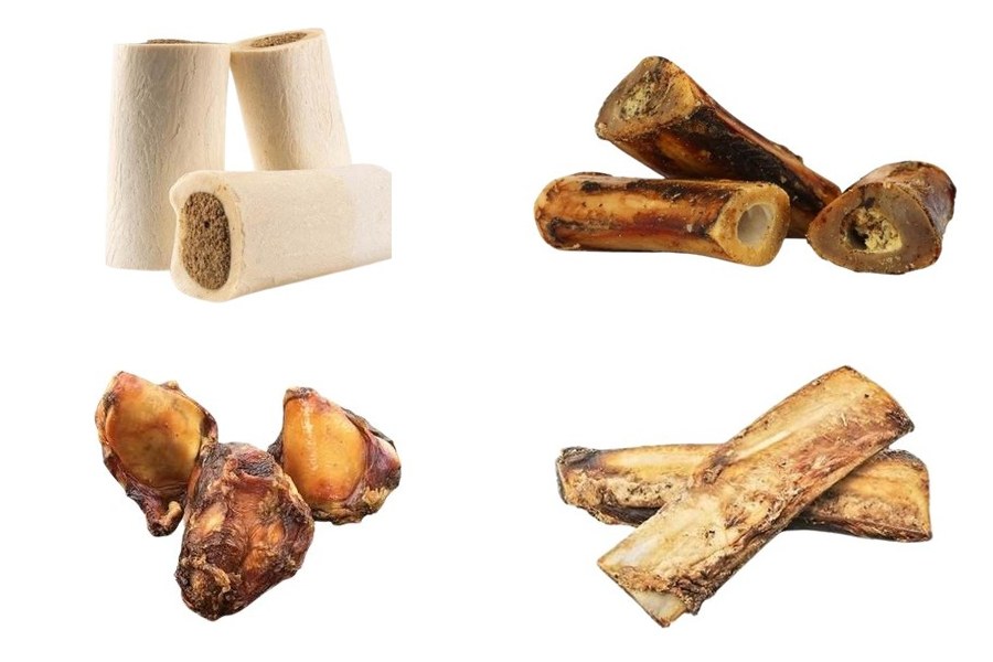 Stuffed shin bones, marrow bones, knee caps and rib bones